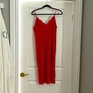 L’atiste knee length coral lace dress